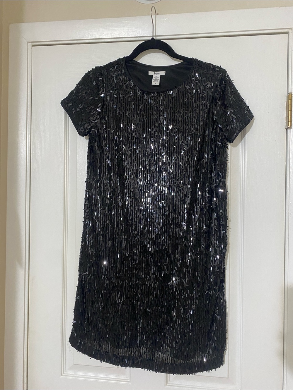 Bar III Black Sequin Shift Short/Mini Dress